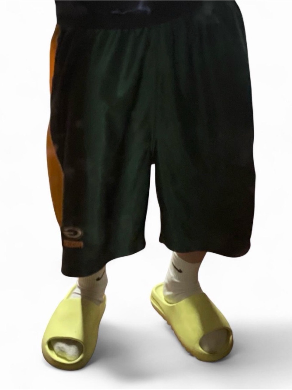 Baggy Green Bay Packers shorts no pockets functional drawstrings